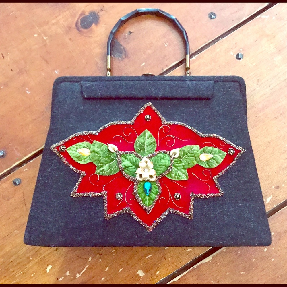 Vintage Wool with New Red Velvet Purse